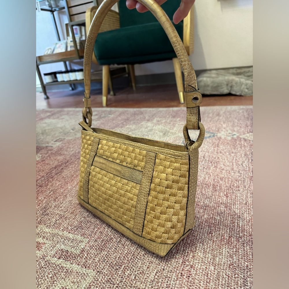 Adrianne vittadini leather and rattan small shoulder bag in like new condition